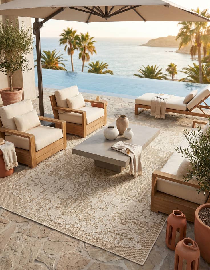 Detail image of 5' 3 x 8' Easy-Clean Traditional Indoor / Outdoor Rug