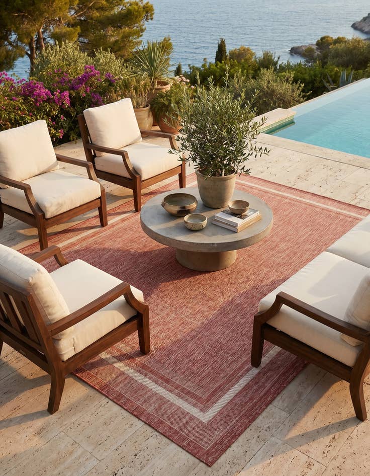 Detail image of 7' 10 x 11' Easy-Clean Border Indoor / Outdoor Rug