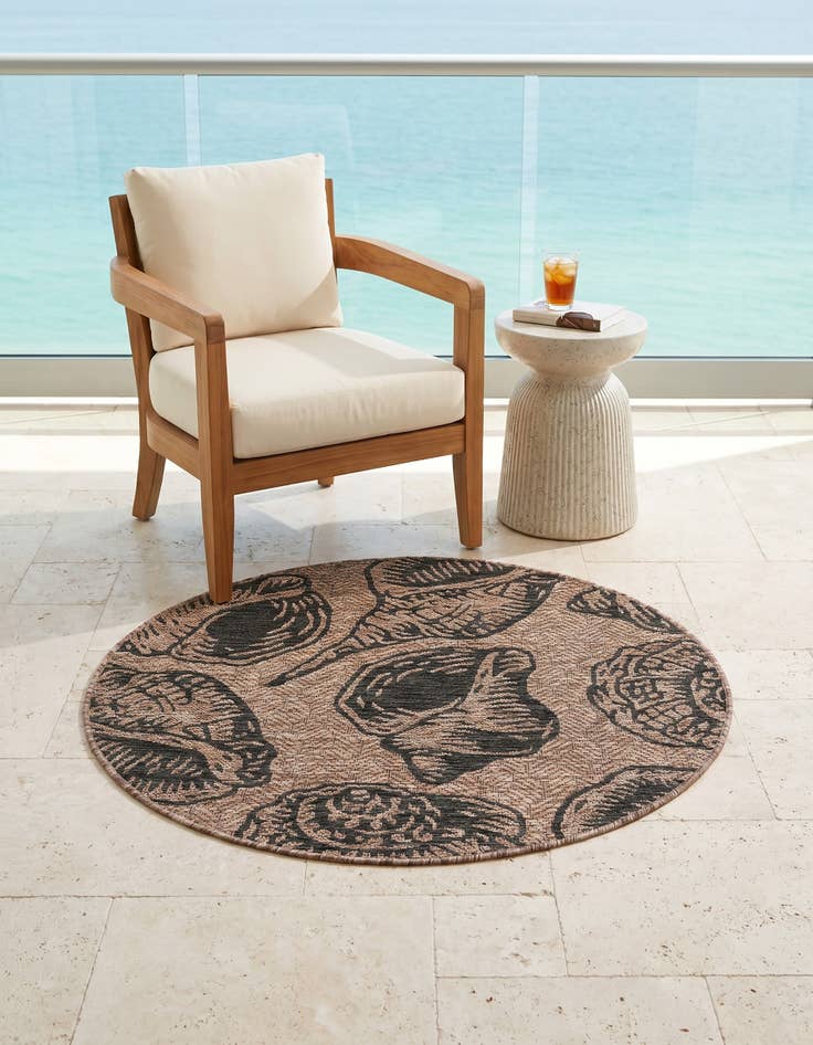 Detail image of 3' x 3' Easy-Clean Coastal Indoor / Outdoor Round Rug