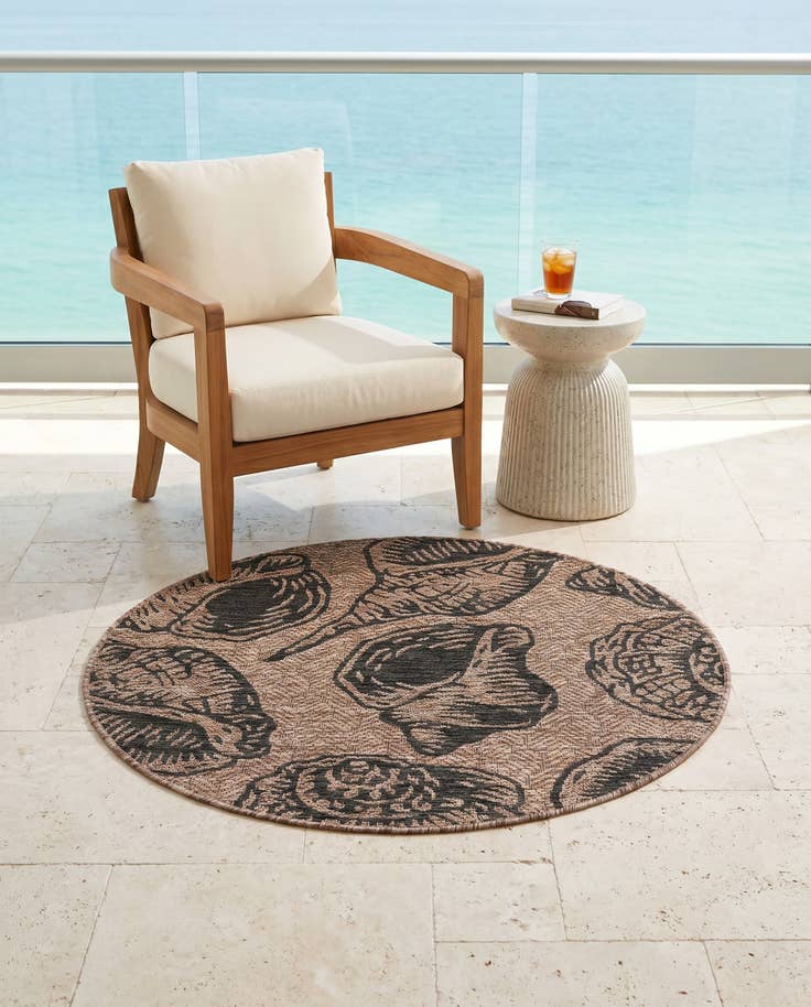 Detail image of 3' x 3' Easy-Clean Coastal Indoor / Outdoor Round Rug