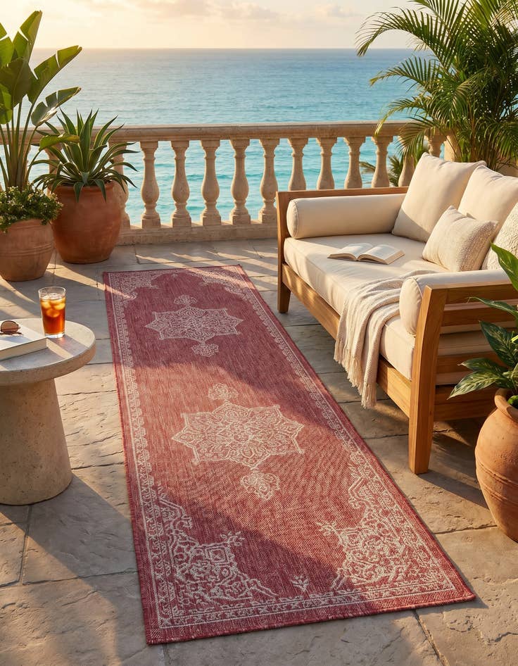 Detail image of 2' 7 x 10' Easy-Clean Traditional Indoor / Outdoor Runner Rug