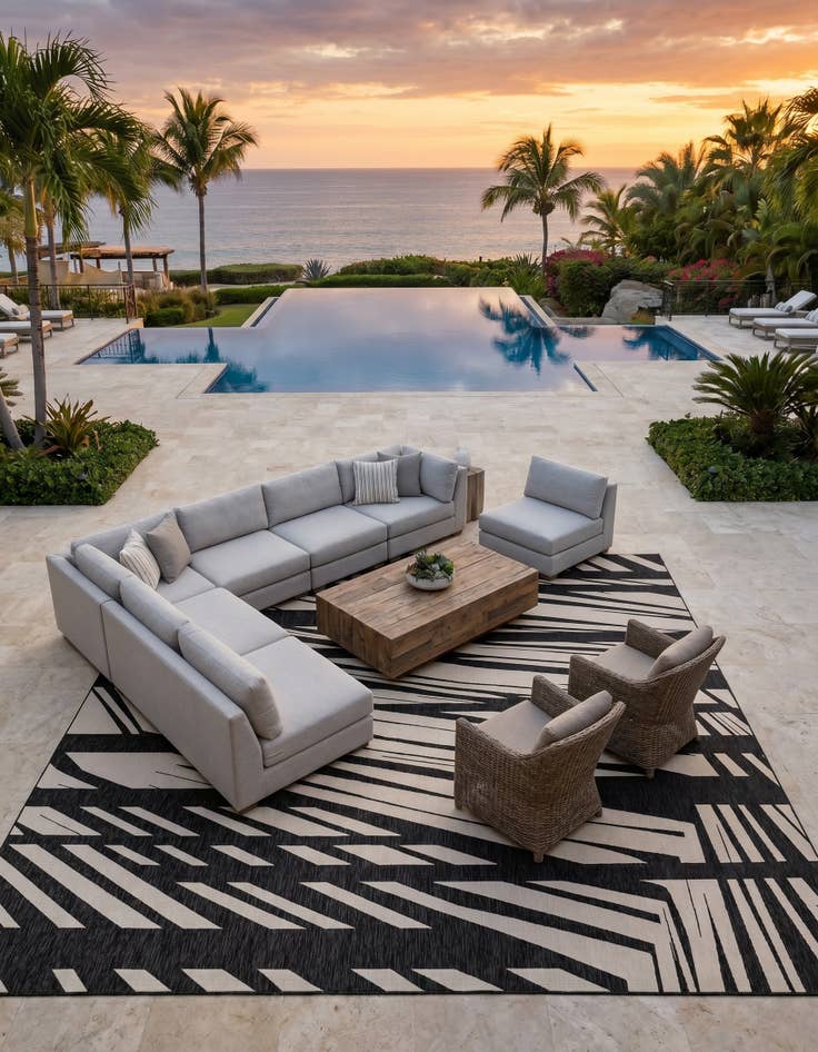 Detail image of 13' x 13' Easy-Clean Modern Indoor / Outdoor Square Rug