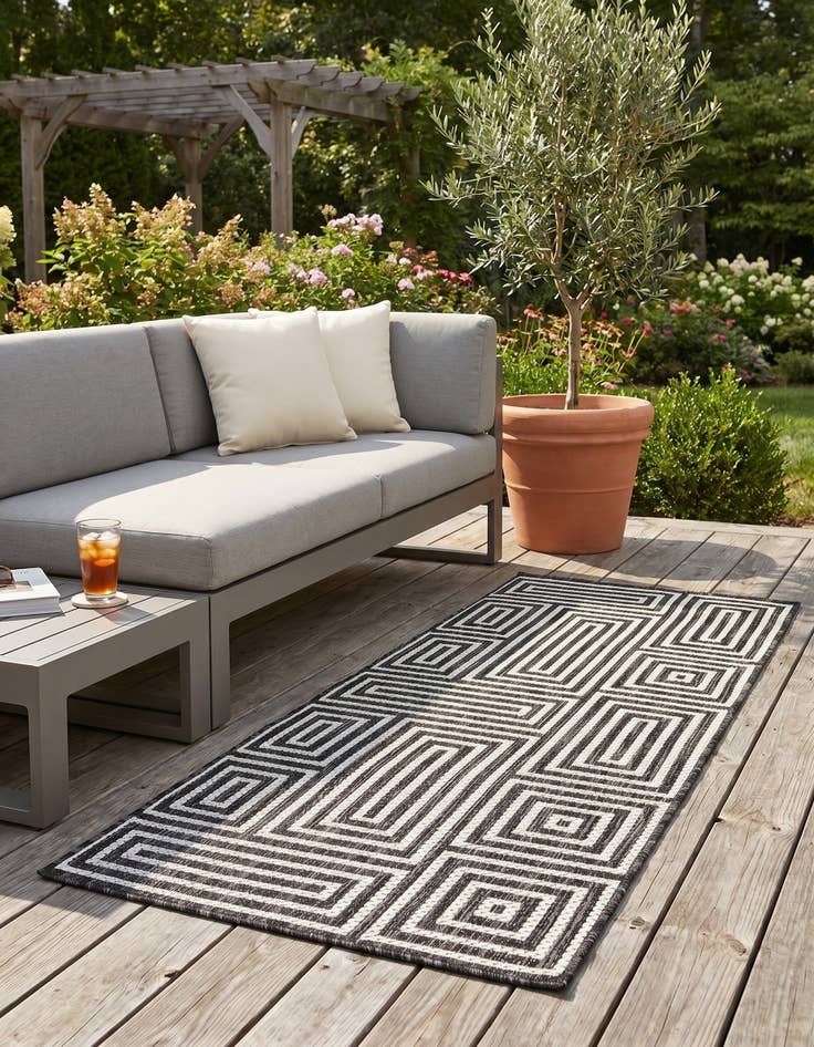 Detail image of 2' x 5' 3 Easy-Clean Modern Indoor / Outdoor Runner Rug