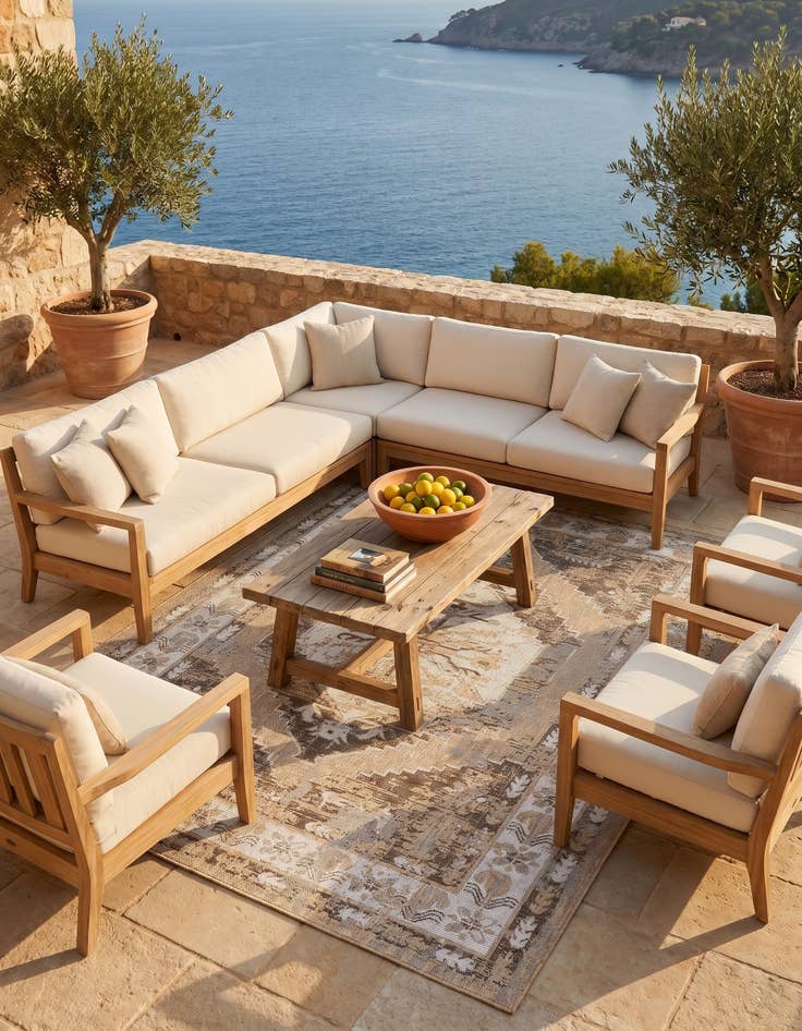 Detail image of 7' x 10' Easy-Clean Traditional Indoor / Outdoor Rug