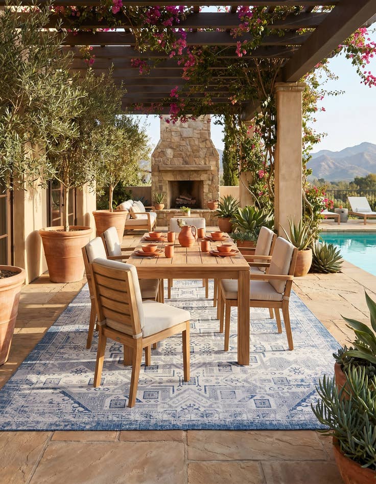 Detail image of 10' x 14' Easy-Clean Aztec Indoor / Outdoor Rug