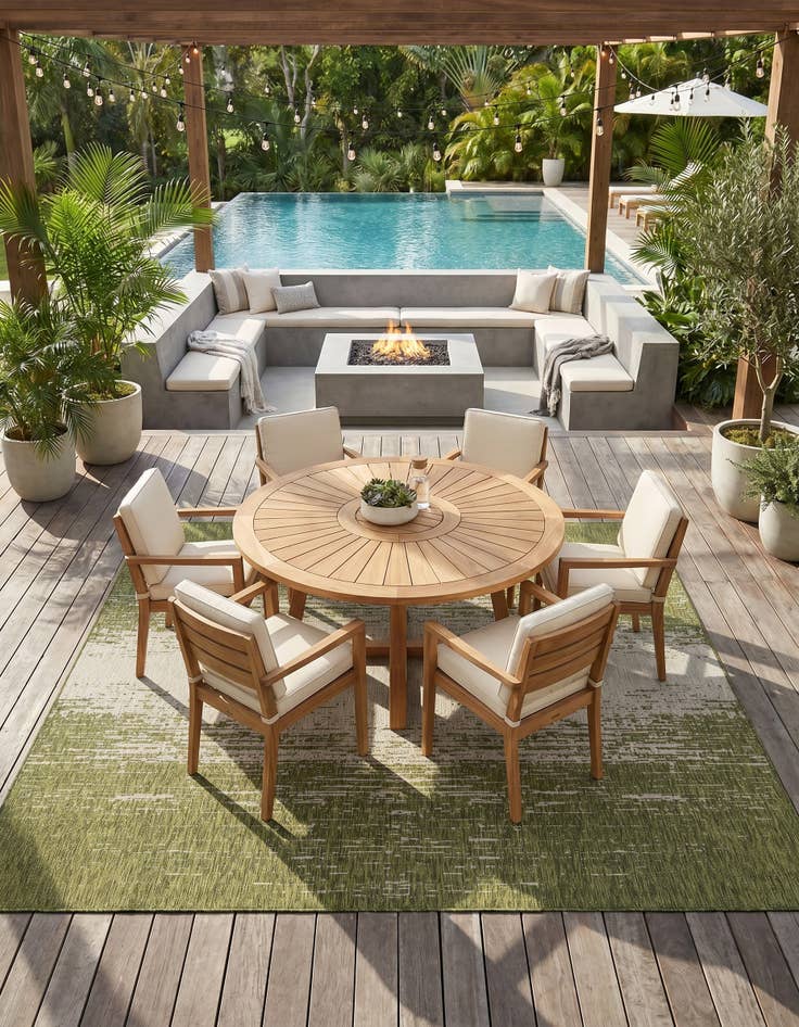 Detail image of 10' 8 x 10' 8 Easy-Clean Modern Indoor / Outdoor Square Rug