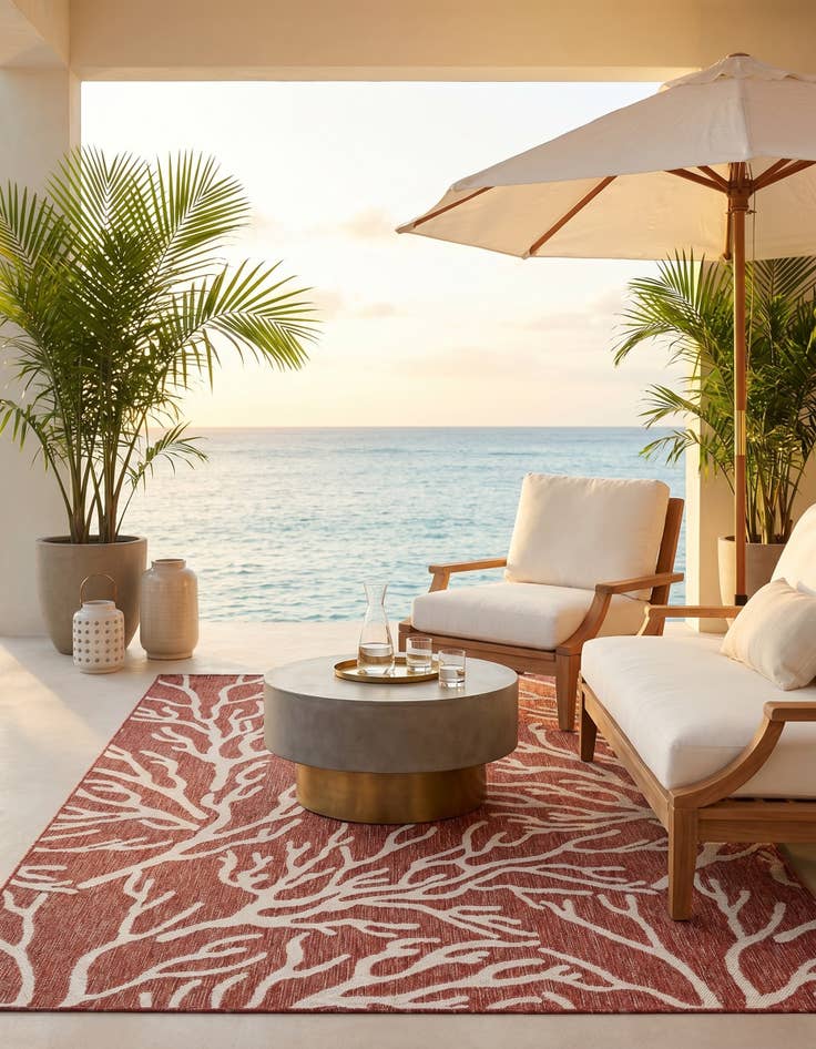 Detail image of 5' 3 x 8' Easy-Clean Coastal Indoor / Outdoor Rug