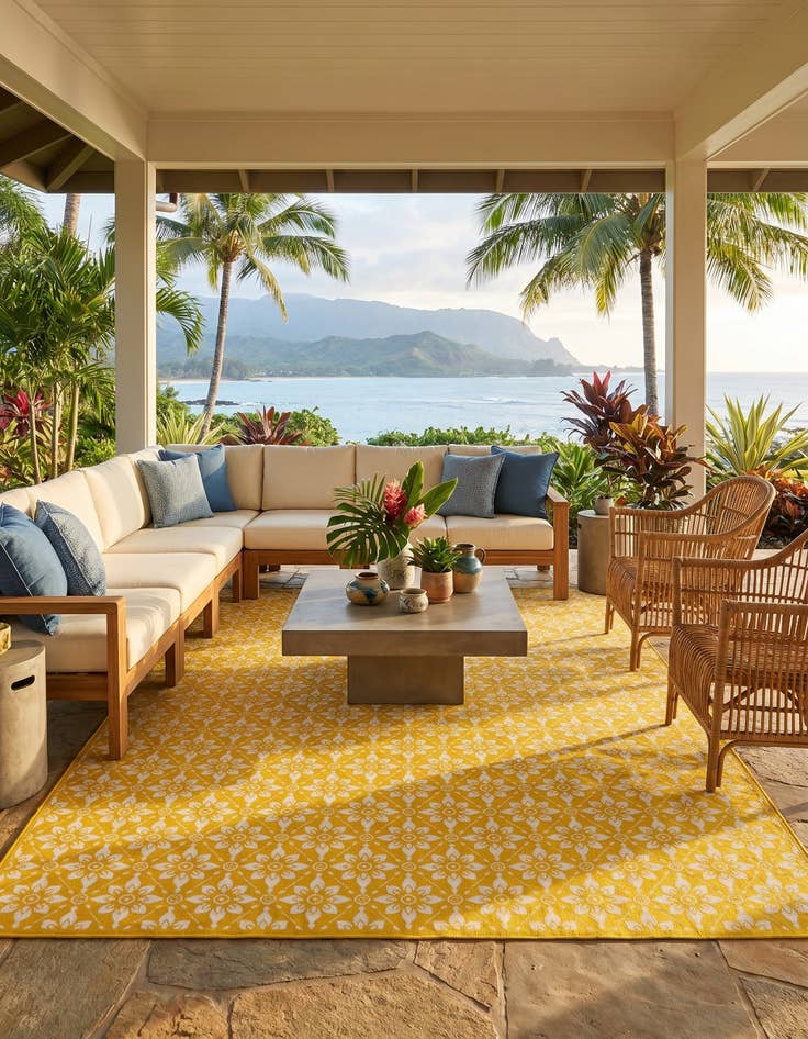 Detail image of 10' x 14' Easy-Clean Trellis Indoor / Outdoor Rug