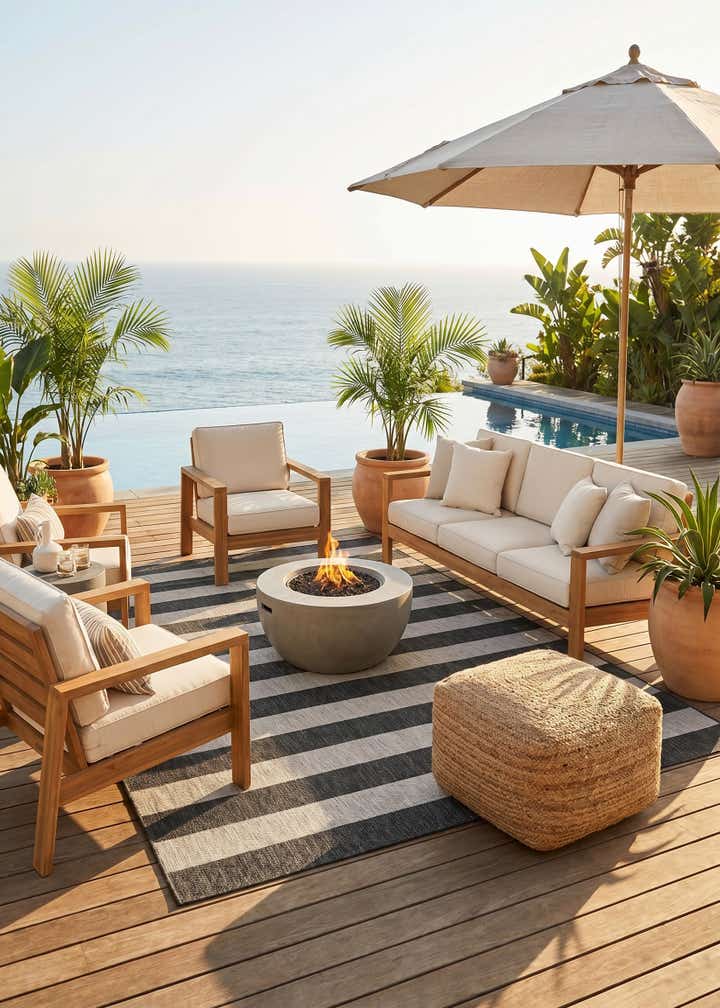 7' 10 x 11' Easy-Clean Ribbon Indoor / Outdoor Rug