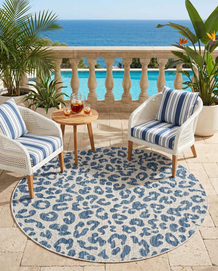 6' x 6' Easy-Clean Safari Indoor / Outdoor Round Rug