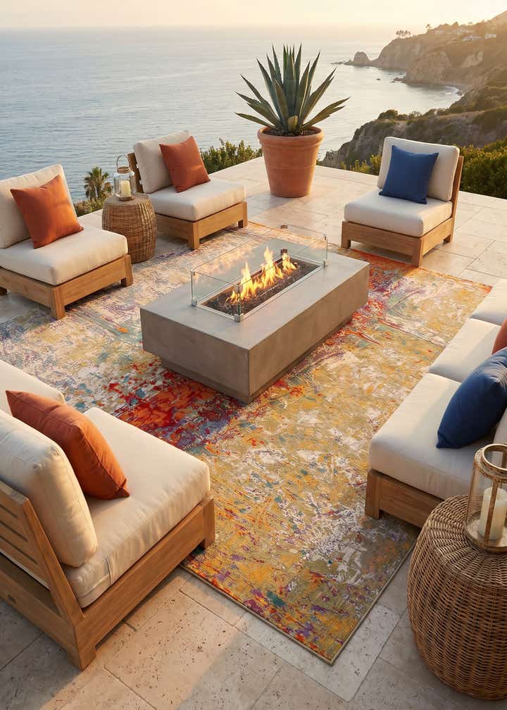 10' x 10' Easy-Clean Modern Indoor / Outdoor Square Rug