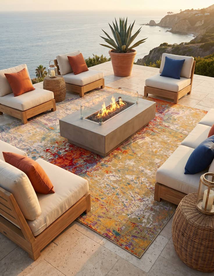 Detail image of 10' x 10' Easy-Clean Modern Indoor / Outdoor Square Rug