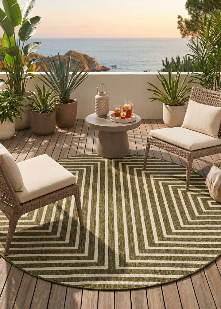 6' x 6' Easy-Clean Modern Indoor / Outdoor Round Rug