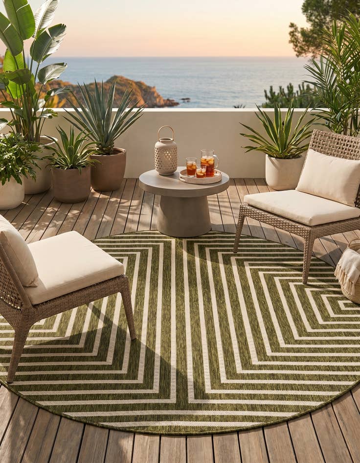 Detail image of 6' x 6' Easy-Clean Modern Indoor / Outdoor Round Rug