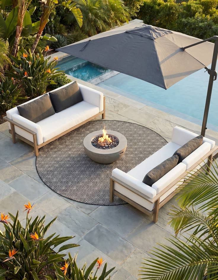 Detail image of 7' 10 x 7' 10 Easy-Clean Lattice Indoor / Outdoor Round Rug