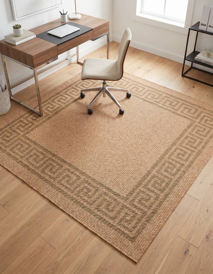Detail image of 6' x 6' Easy-Clean Border Indoor / Outdoor Square Rug