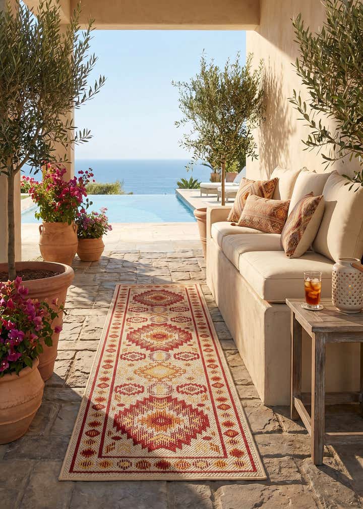2' x 8' Easy-Clean Baja Indoor / Outdoor Runner Rug