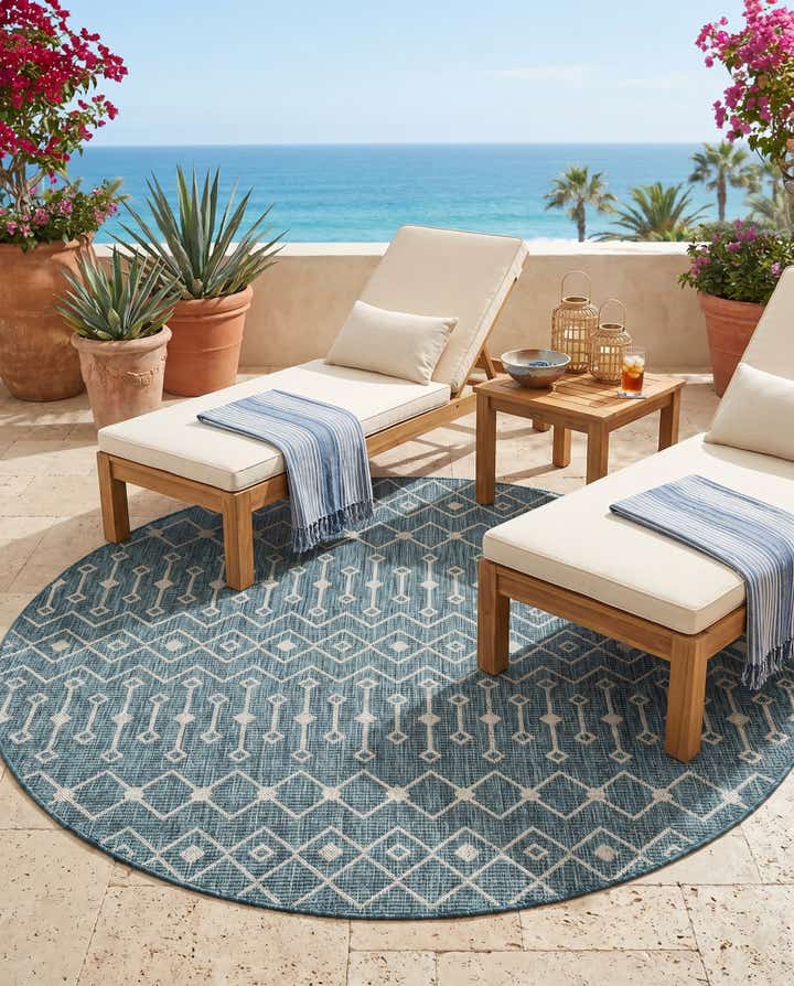 6' x 6' Easy-Clean Lattice Indoor / Outdoor Round Rug