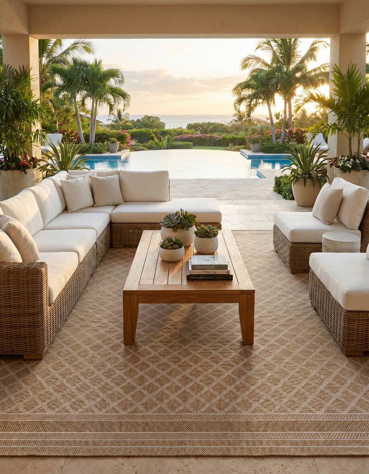 Detail image of 10' x 14' 1 Easy-Clean Lattice Indoor / Outdoor Rug
