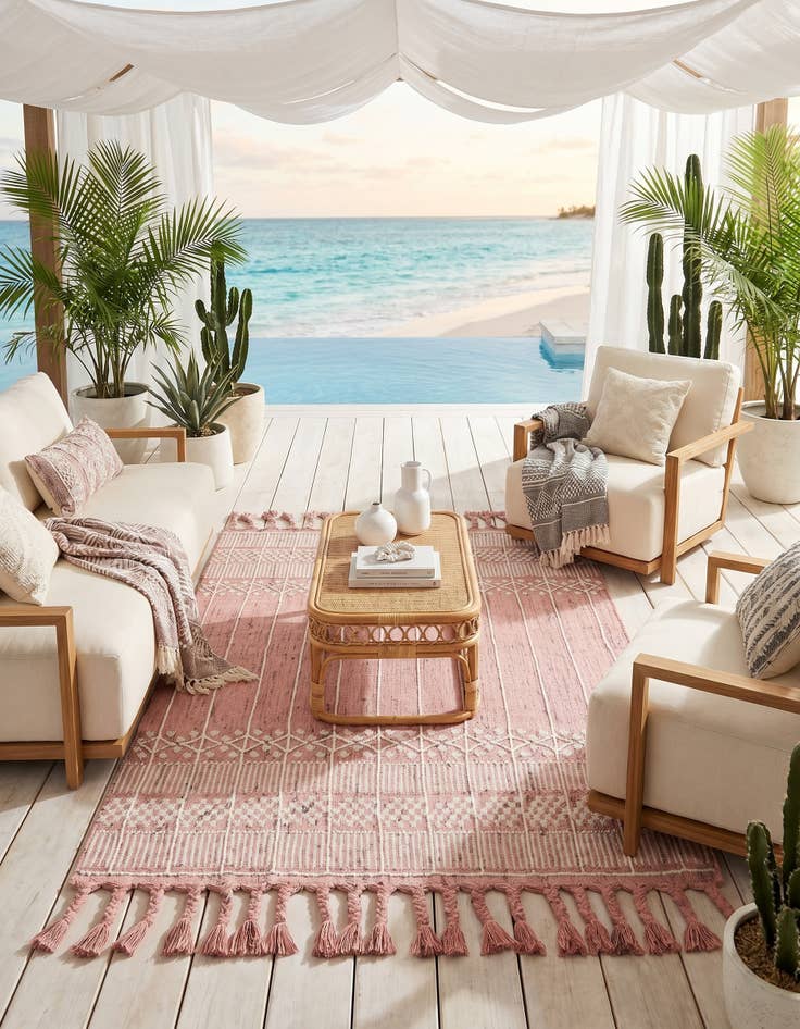 Detail image of 4' 1 x 6' 1 Easy-Clean Eco Bohemian Indoor / Outdoor Rug