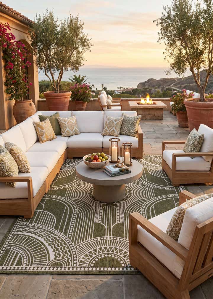 9' x 12' Easy-Clean Traditional Indoor / Outdoor Rug