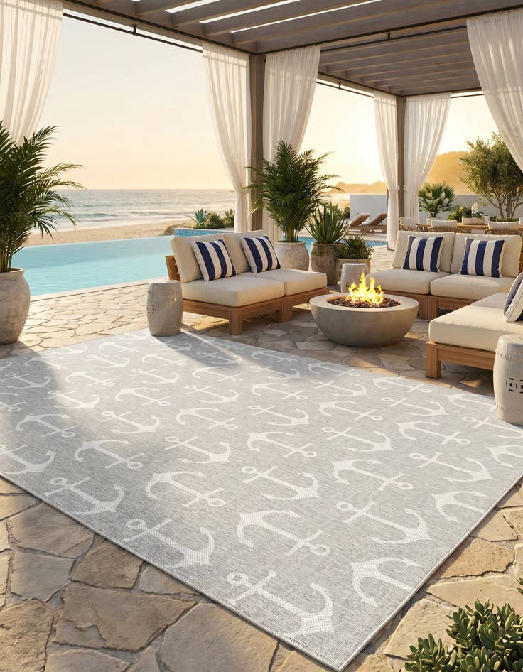 Detail image of 10' x 13' Easy-Clean Coastal Indoor / Outdoor Rug