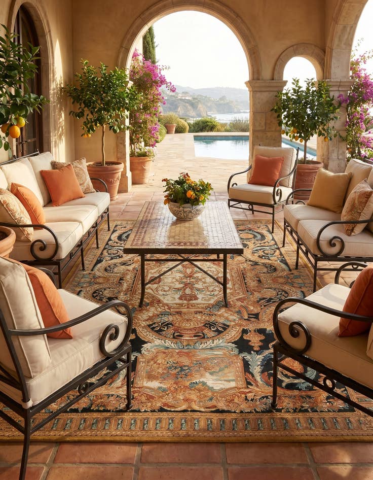 Detail image of 6' x 9' Easy-Clean Traditional Indoor / Outdoor Rug