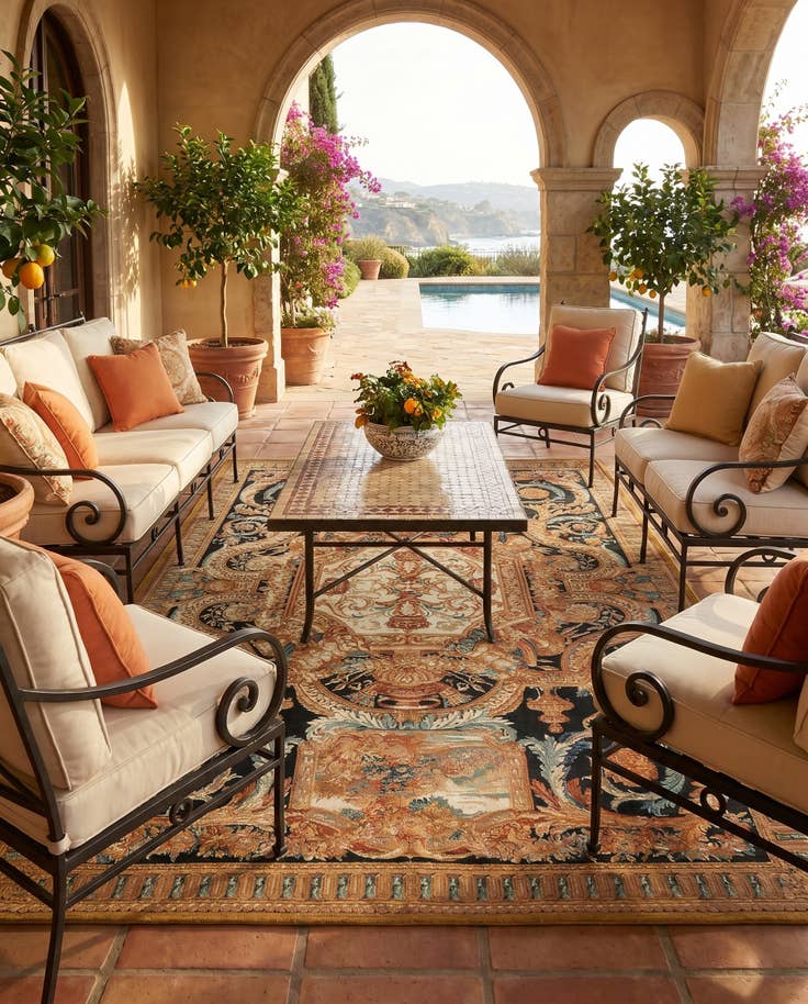 Detail image of 6' x 9' Easy-Clean Traditional Indoor / Outdoor Rug