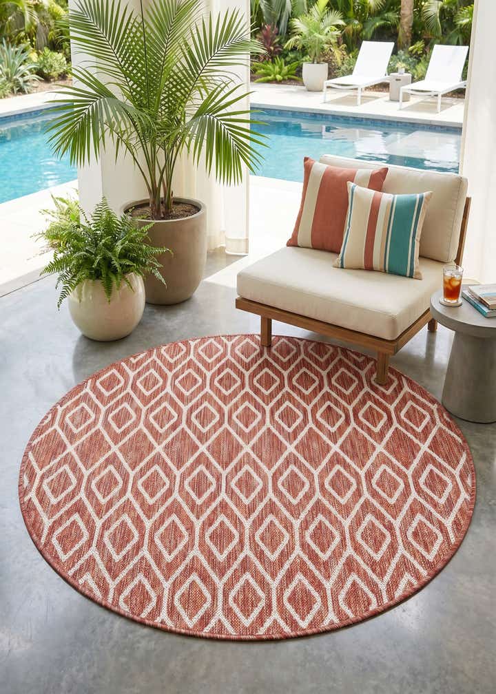 4' x 4' Easy-Clean Jill Zarin Turks and Caicos Indoor / Outdoor Round Rug