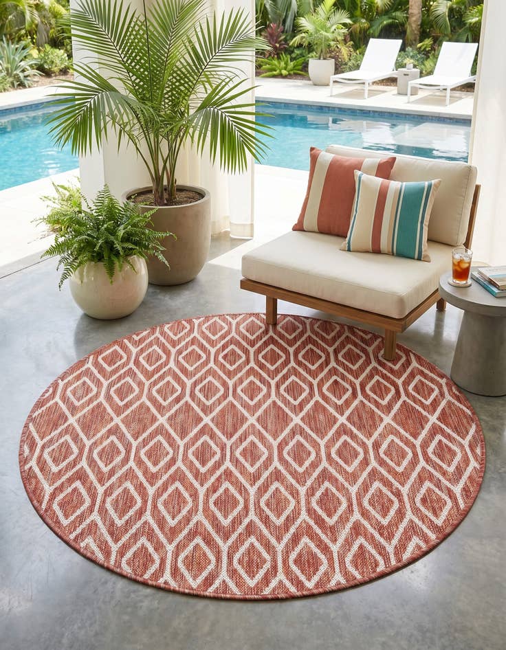 Detail image of 4' x 4' Easy-Clean Jill Zarin Turks and Caicos Indoor / Outdoor Round Rug