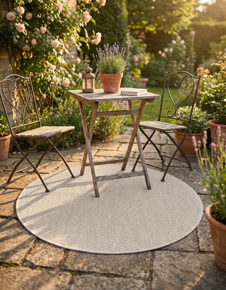 Detail image of 3' x 3' Easy-Clean Solid Indoor / Outdoor Round Rug