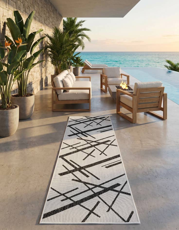Detail image of 2' x 8' Easy-Clean Modern Indoor / Outdoor Runner Rug