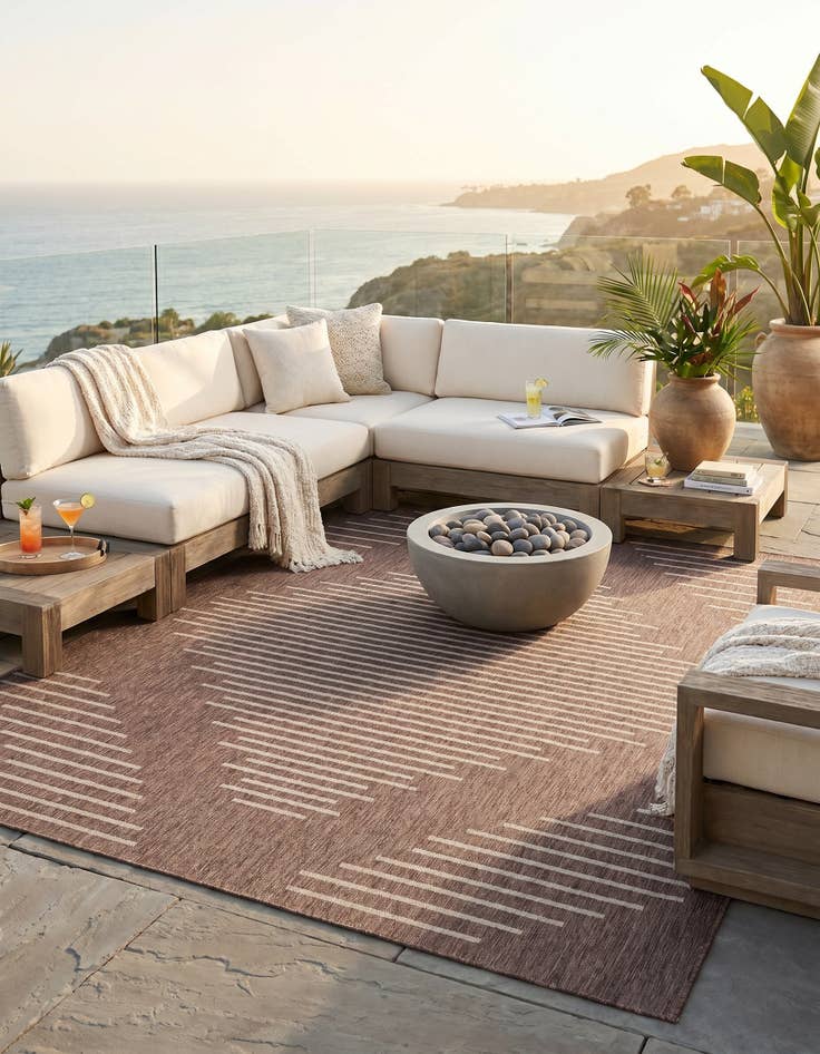 Detail image of 10' 8 x 10' 8 Easy-Clean Modern Indoor / Outdoor Square Rug