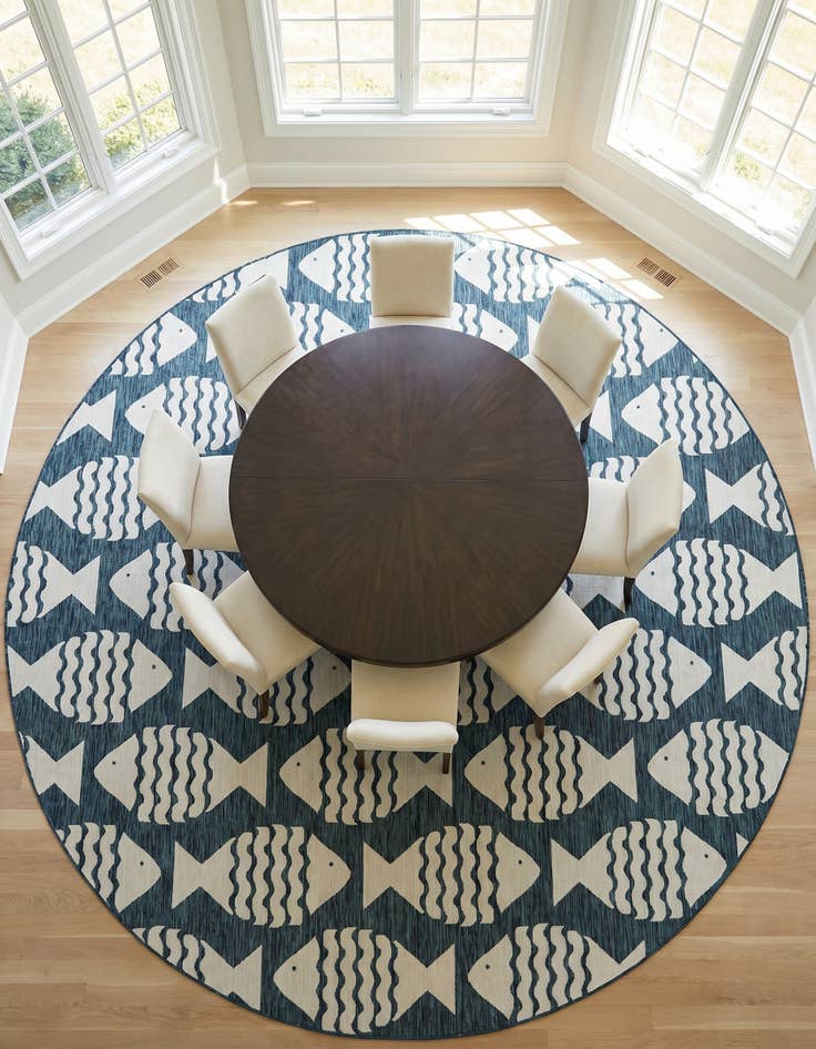 Detail image of 13' x 13' Easy-Clean Coastal Indoor / Outdoor Round Rug
