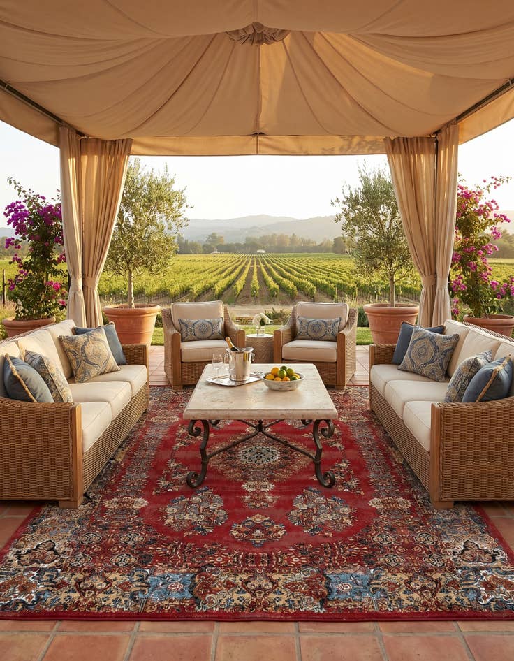 Detail image of 10' x 13' Easy-Clean Traditional Indoor / Outdoor Rug