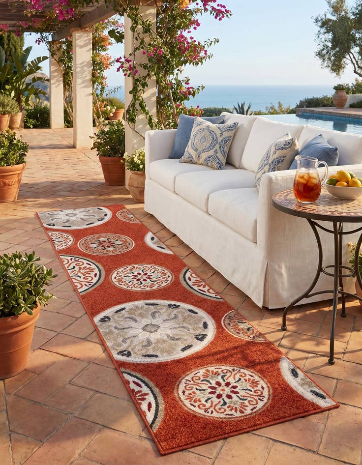 Detail image of 2' x 8' Easy-Clean Modern Indoor / Outdoor Runner Rug