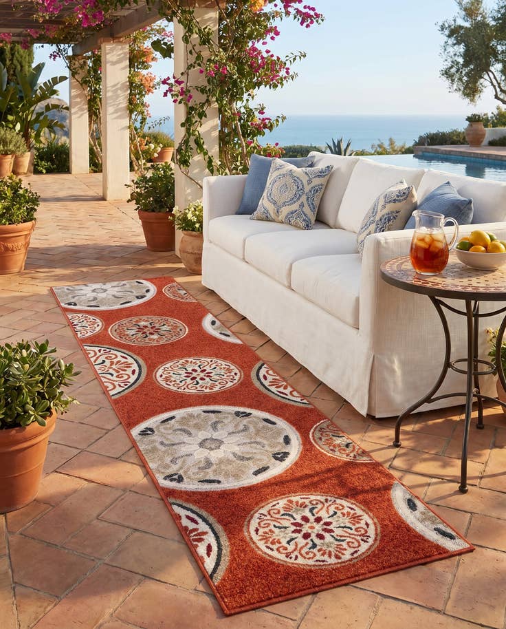 Detail image of 2' x 8' Easy-Clean Modern Indoor / Outdoor Runner Rug