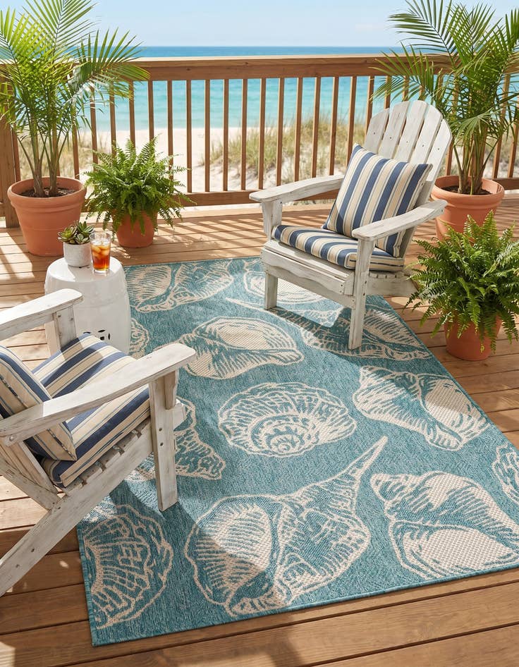 Detail image of 4' x 6' Easy-Clean Coastal Indoor / Outdoor Rug
