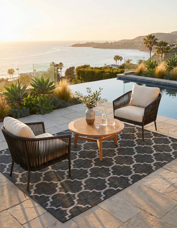 Detail image of 7' 10 x 10' Easy-Clean Trellis Indoor / Outdoor Rug