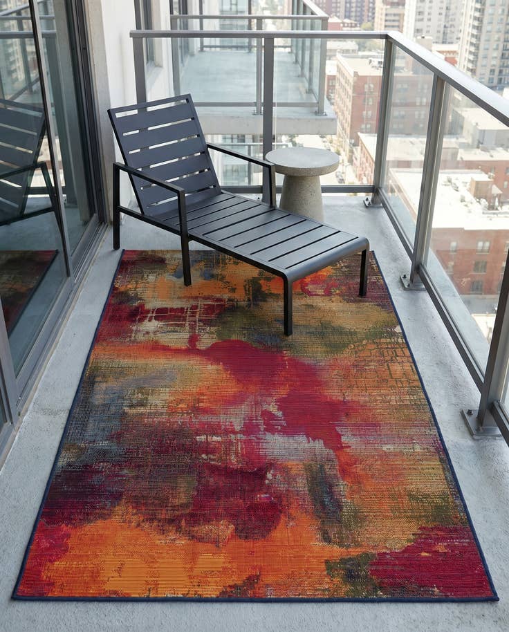 Detail image of 3' 3 x 5' 3 Easy-Clean Modern Indoor / Outdoor Rug