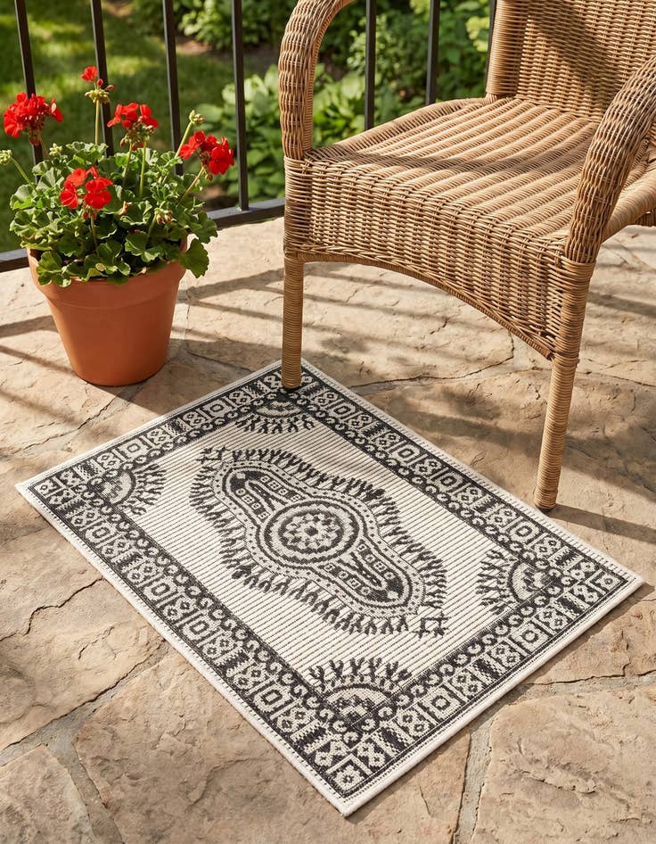 Detail image of 2' x 3' Easy-Clean Traditional Indoor / Outdoor Rug