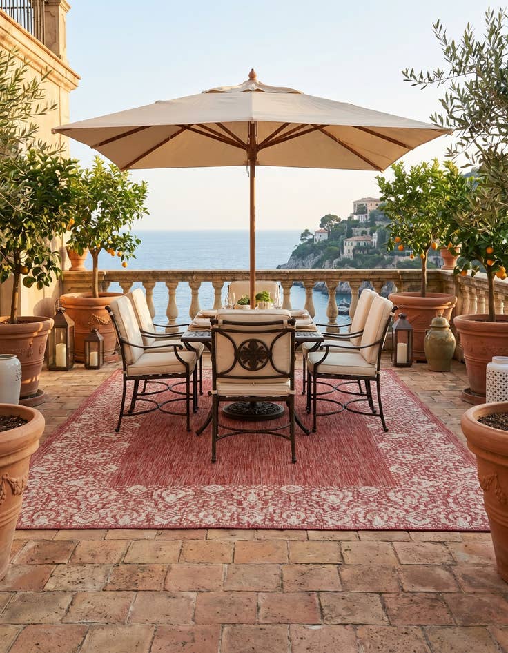 Detail image of 7' 10 x 11' Easy-Clean Border Indoor / Outdoor Rug