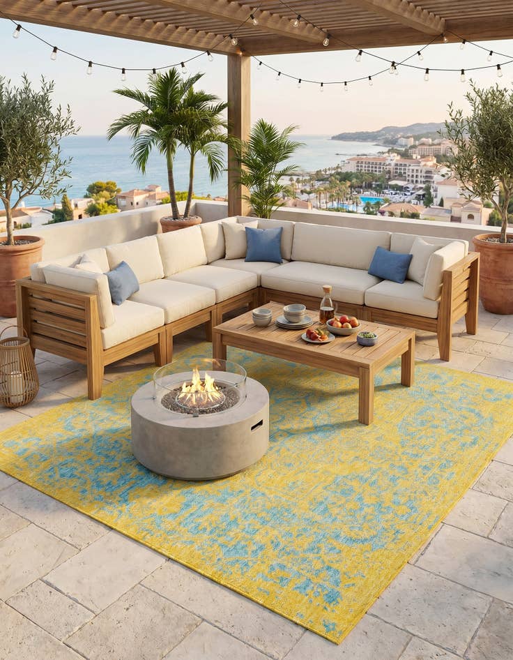 Detail image of 7' 10 x 7' 10 Easy-Clean Jill Zarin Dubai Indoor / Outdoor Square Rug