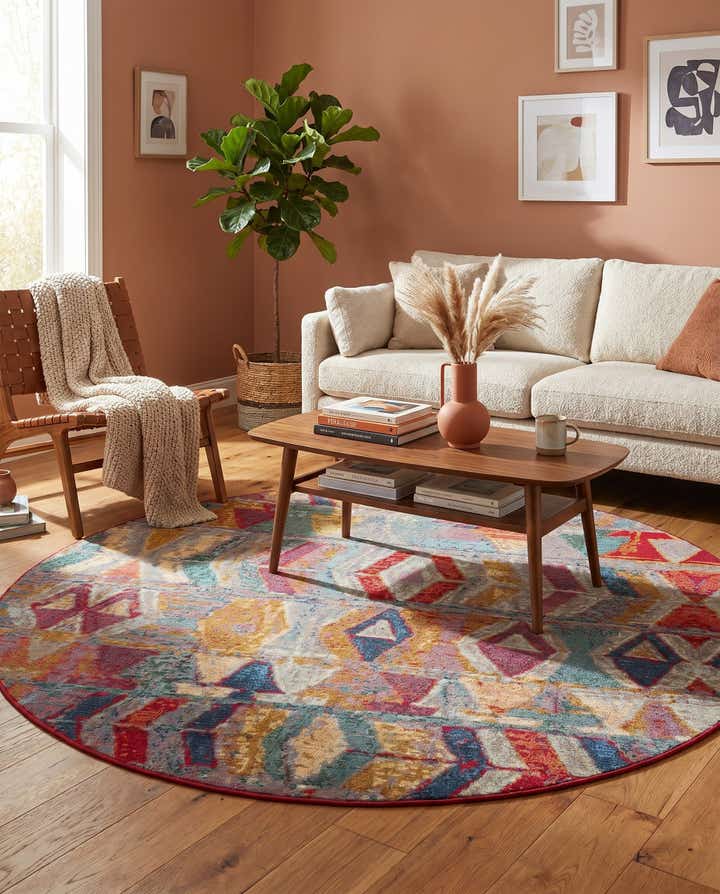 6' x 6' Easy-Clean Modern Indoor / Outdoor Round Rug