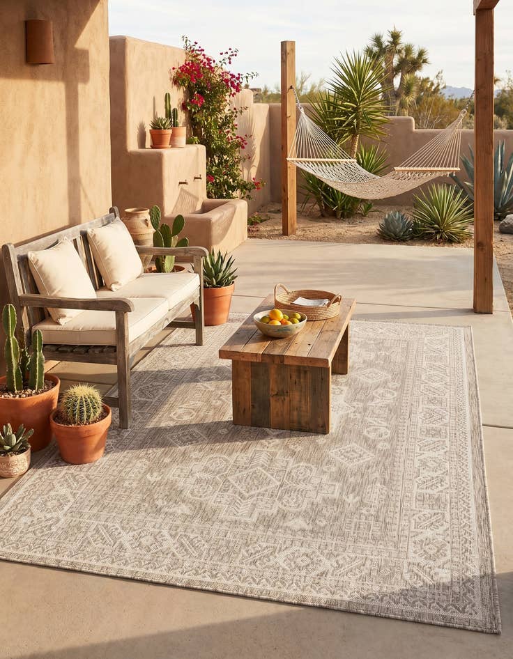Detail image of 5' 3 x 8' Easy-Clean Aztec Indoor / Outdoor Rug