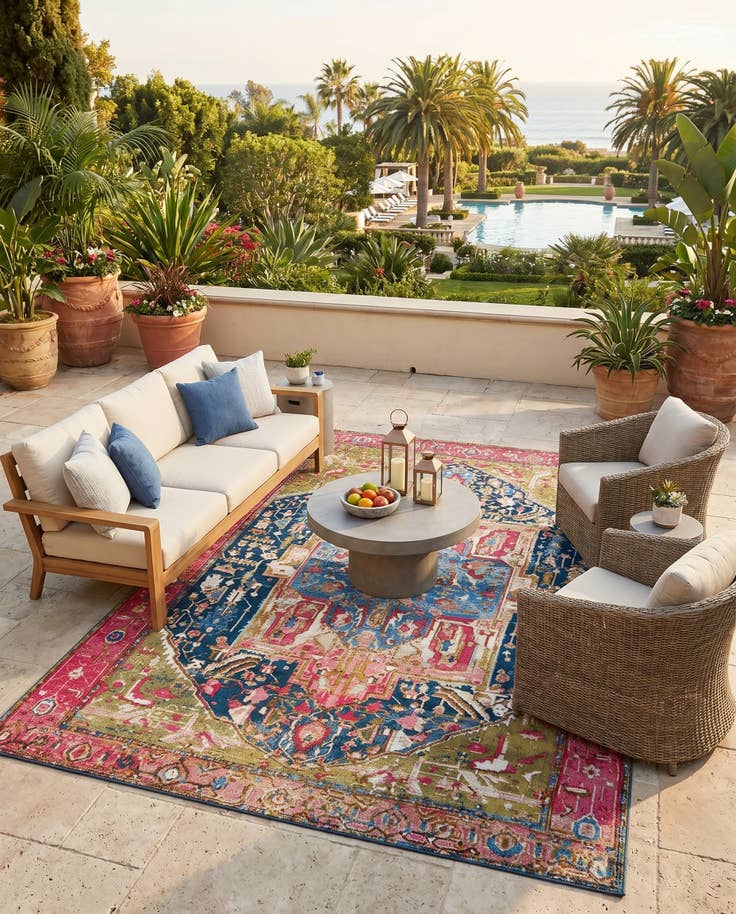Detail image of 5' 3 x 8' Easy-Clean Traditional Indoor / Outdoor Rug