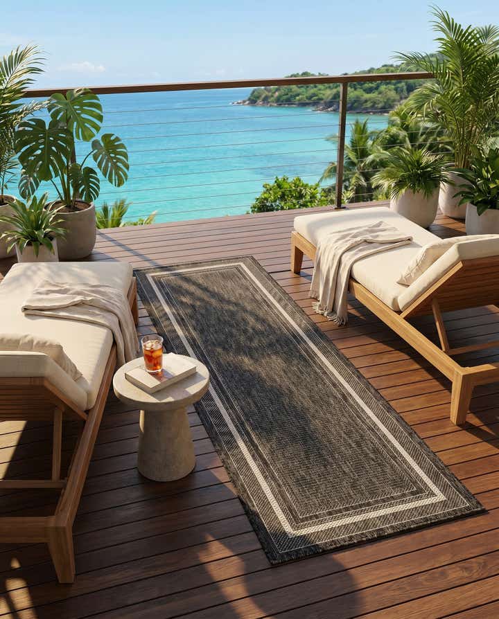 2' x 6' Easy-Clean Border Indoor / Outdoor Runner Rug
