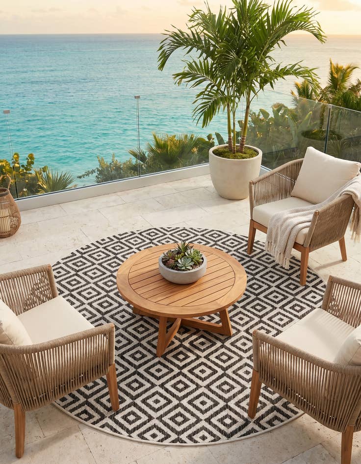 Detail image of 5' 3 x 5' 3 Easy-Clean Jill Zarin Costa Rica Indoor / Outdoor Round Rug