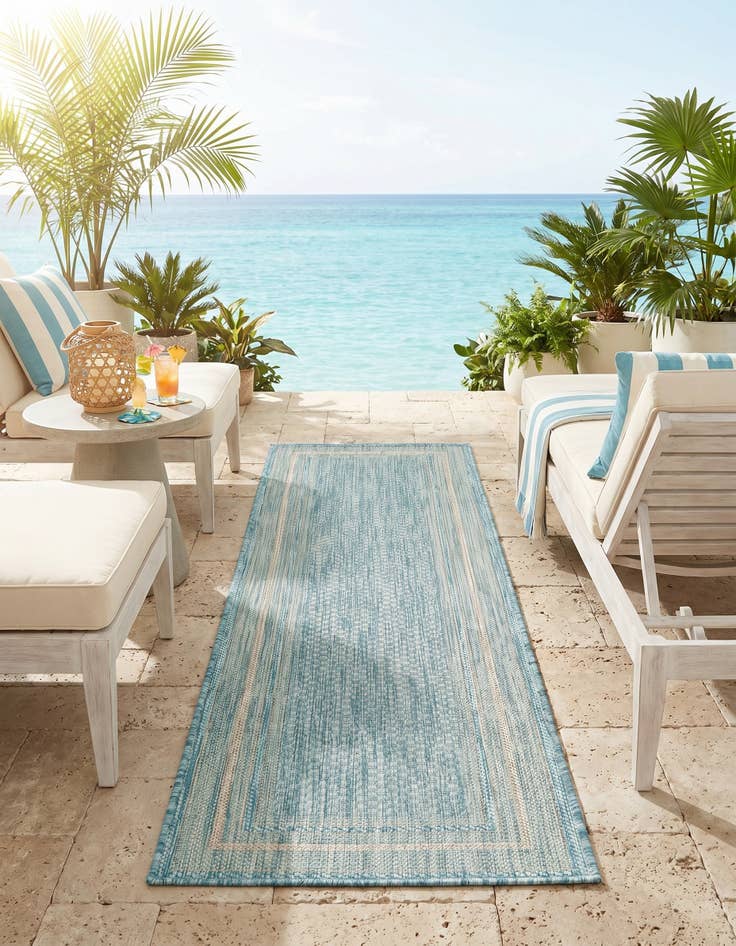 Detail image of 2' x 6' Easy-Clean Border Indoor / Outdoor Runner Rug