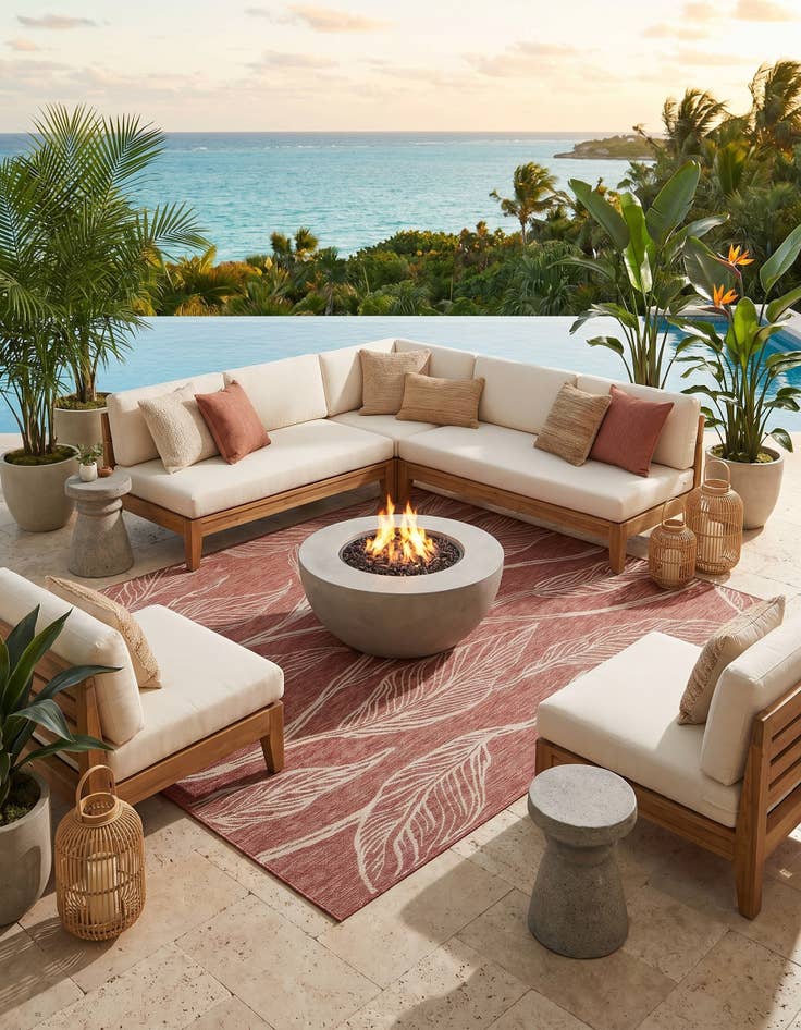 Detail image of 7' 10 x 11' Easy-Clean Botanical Indoor / Outdoor Rug